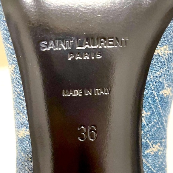 Saint Laurent Lola Monogram Denim Pumps - Picture 9 of 11